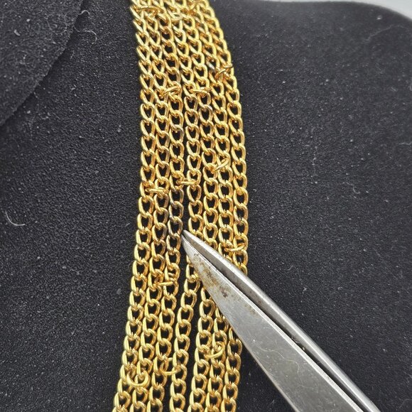 Multi Strands of Chains Necklace Gold-Tone 12" AS IS Crafts & Makeover Use - Picture 5 of 11